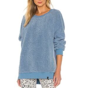 Varley Oakden Pullover Sweatshirt Oversized Fleece Sherpa Teddy Blue Size Small
